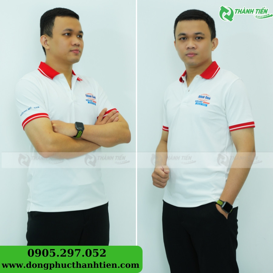Áo đồng phục công ty Biển Bạc Group màu xanh ngọc, thiết kế polo cổ bẻ, phù hợp cho môi trường văn phòng và sự kiện