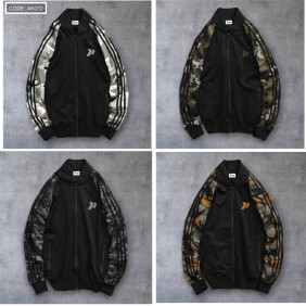 Áo khoác bomber nam phối tay lính màu xanh rêu, mẫu thời trang cá tính cho shop quần áo Quảng Châu nam.