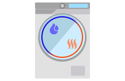 Biểu tượng máy giặt sấy, đại diện cho thiết bị giặt và sấy quần áo tích hợp, nhấn mạnh sự tiện lợi của chức năng 2 trong 1 cho người tiêu dùng.