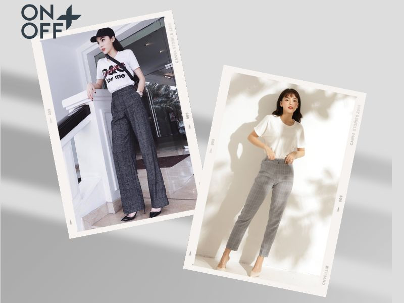 Bộ đôi quần tây kẻ sọc và áo thun mang đến phong cách trẻ trung và hiện đại, giúp nữ giới khéo léo che khuyết điểm cơ thể