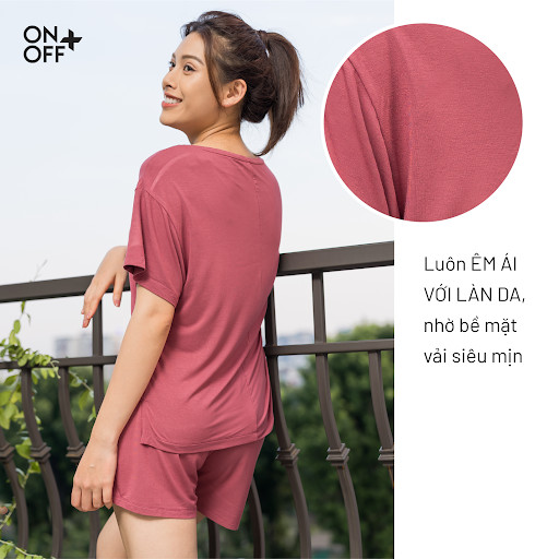 Bộ quần áo mặc ở nhà nữ ONOFF vải cotton mềm mại, kiểu dáng trẻ trung