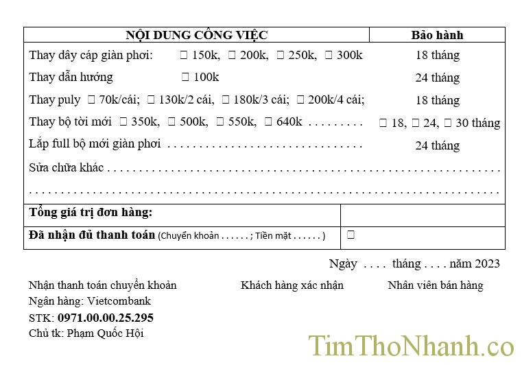 Chi tiết quy trình sửa chữa và báo giá công khai dịch vụ thay dây cáp giàn phơi quần áo