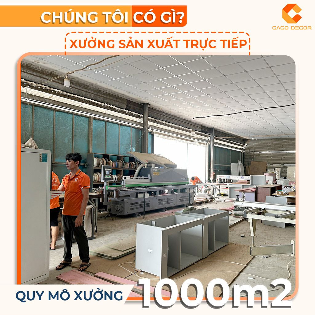 Dây chuyền máy móc hiện đại tại xưởng sản xuất Nội Thất CaCo, đảm bảo chất lượng tủ quần áo