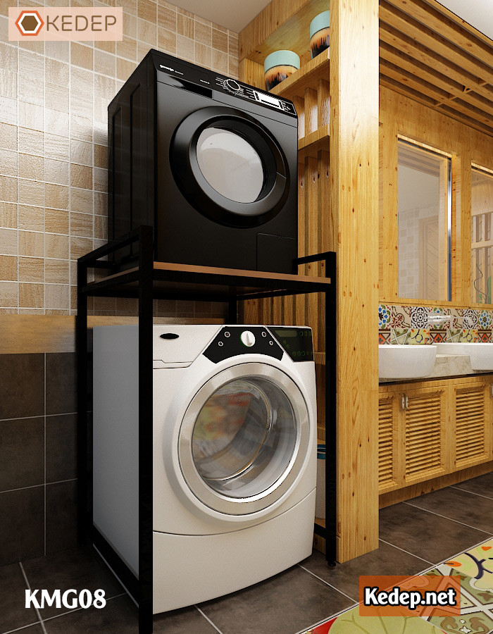 Giá để máy sấy quần áo KMG08 với thiết kế đơn giản, khung thép sơn tĩnh điện