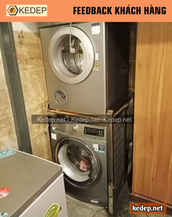 Giá để máy sấy quần áo trên máy giặt KMG08-2 bằng inox cao cấp