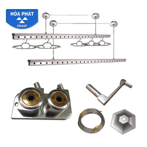 Giàn phơi gắn trần Hòa Phát 999B có 2 thanh phơi, chịu lực 40kg, lý tưởng cho ban công có diện tích vừa phải
