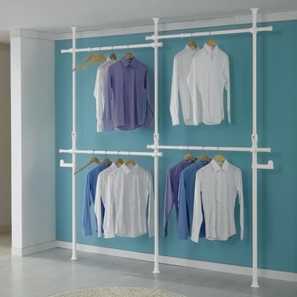 Hệ thống sào quần áo 2 tầng dạng thanh treo thông minh, gắn tường hoặc trần, tiết kiệm không gian