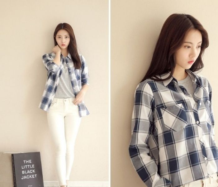 Kết hợp áo sơ mi caro năng động cùng quần jean, tạo phong cách trẻ trung và cá tính cho nữ