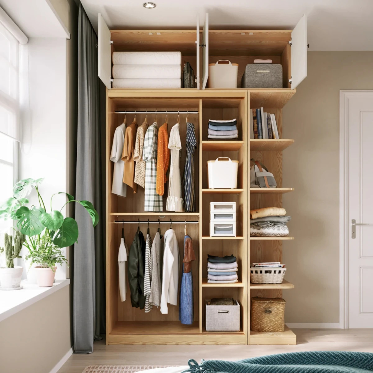 Mẫu tủ quần áo bằng gỗ công nghiệp cửa lùa hiện đại, tối ưu không gian cho phòng ngủ nhỏ