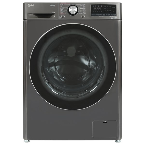 Máy giặt sấy LG Inverter 12kg cửa ngang màu đen với công nghệ AI DD bảo vệ sợi vải