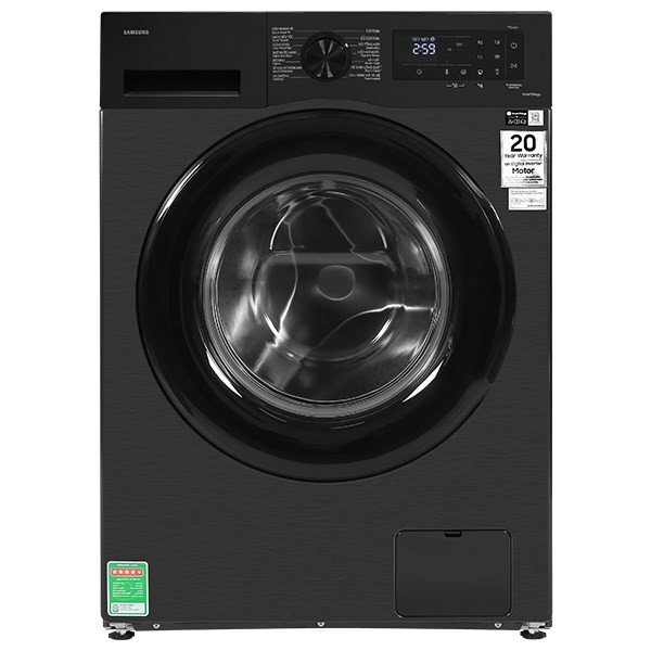 Máy giặt sấy Samsung Inverter 12kg cửa ngang màu đen hiện đại, tích hợp công nghệ sấy khô quần áo hiệu quả
