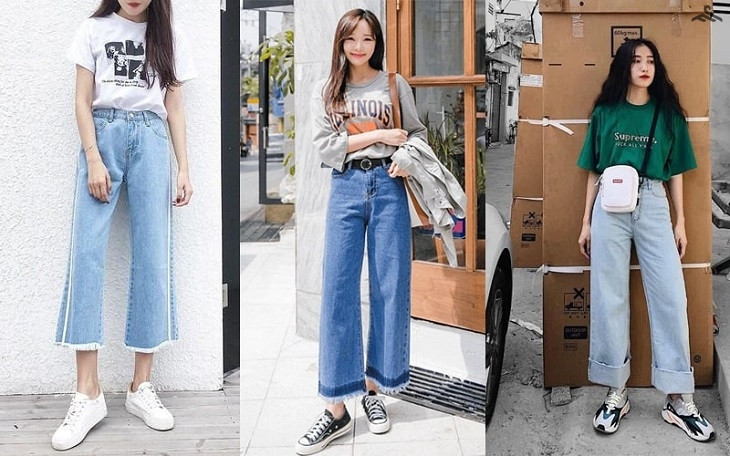 Quần jean ống rộng cạp cao giúp tôn dáng và tạo phong cách thời trang nữ hiện đại