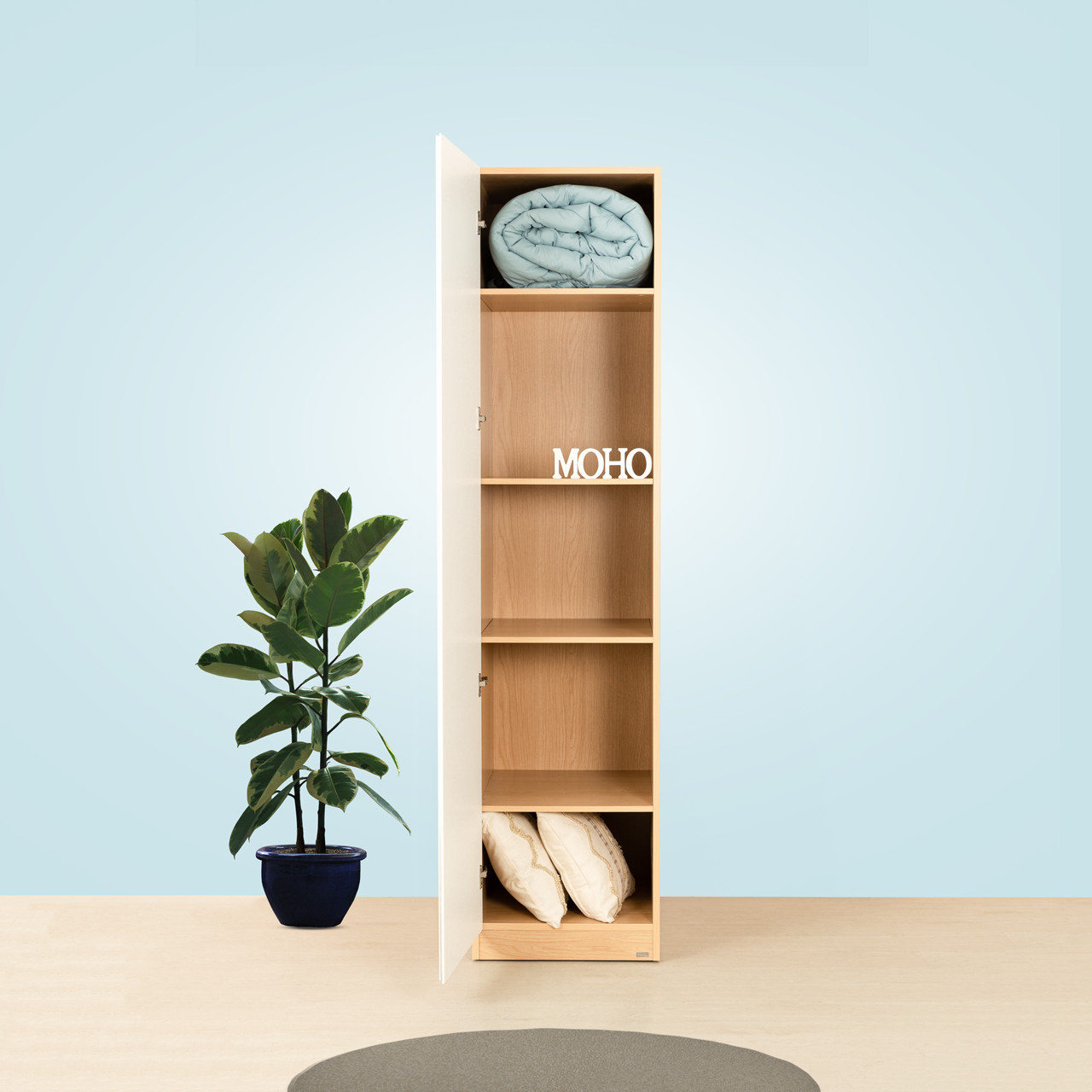 Thiết kế tủ quần áo 1 cánh hiện đại từ MOHO VIENNA, phù hợp cho không gian nhỏ, đảm bảo kích thước cánh cửa tủ quần áo dễ dàng mở đóng.