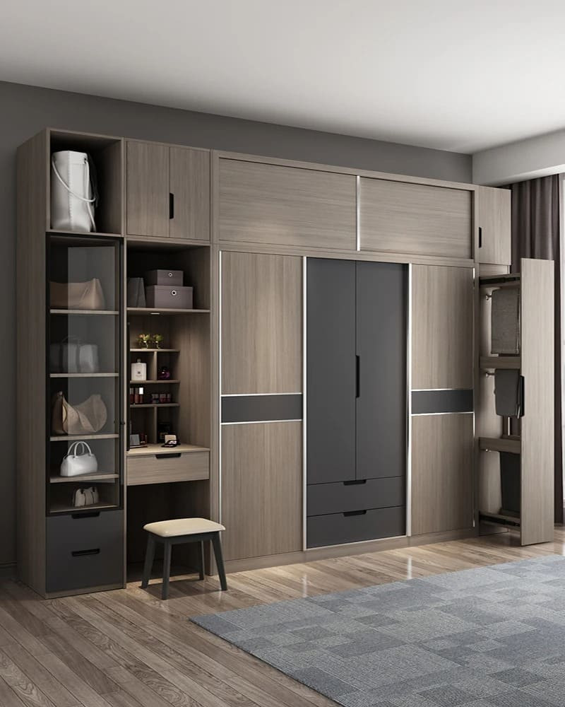 Tủ quần áo gỗ công nghiệp kết hợp bàn trang điểm phong cách hiện đại