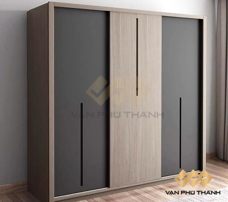 Tủ quần áo gỗ MDF phủ Melamine cánh lùa 3 buồng tối ưu không gian