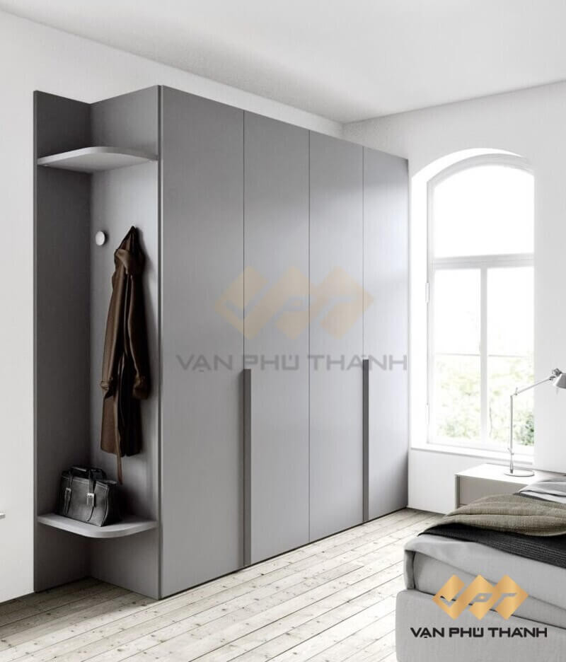 Tủ quần áo gỗ MDF phủ Melamine thiết kế tối giản, màu sắc trang nhã