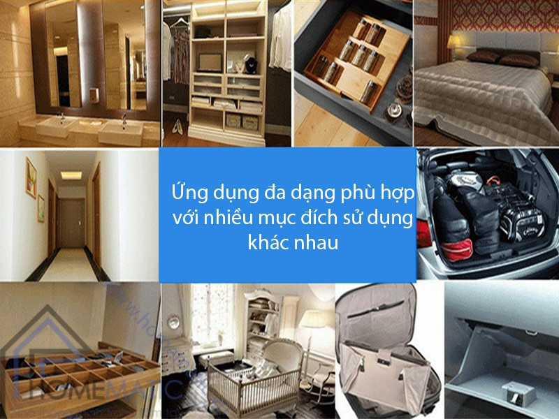 Ứng dụng đa dạng của đèn cảm ứng L0406 trong tủ quần áo, nhà bếp và hành lang.