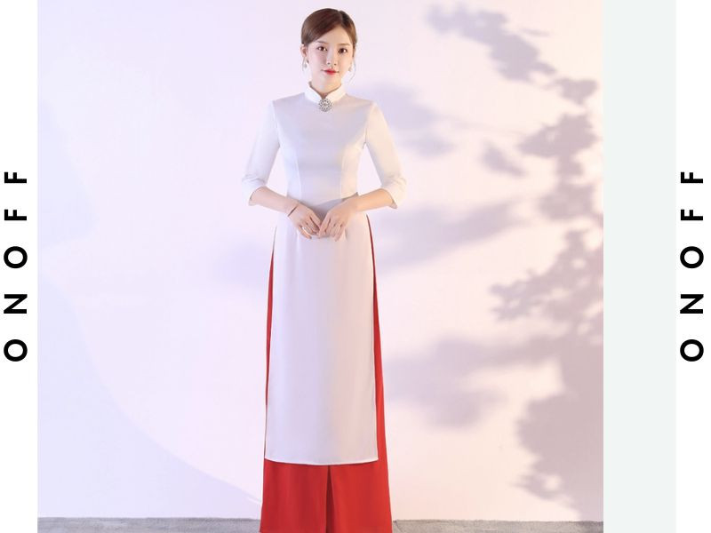Áo dài trắng phối quần đỏ, gợi ý kết hợp màu sắc nổi bật cho áo dài truyền thống