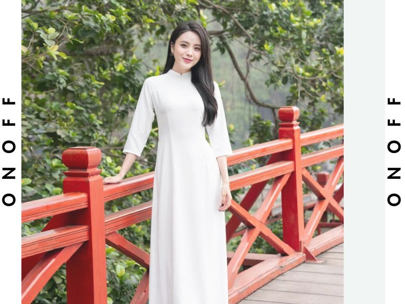 Áo dài trắng phối quần màu sắc tinh tế, gợi ý cân nhắc họa tiết và chất liệu khi lựa chọn
