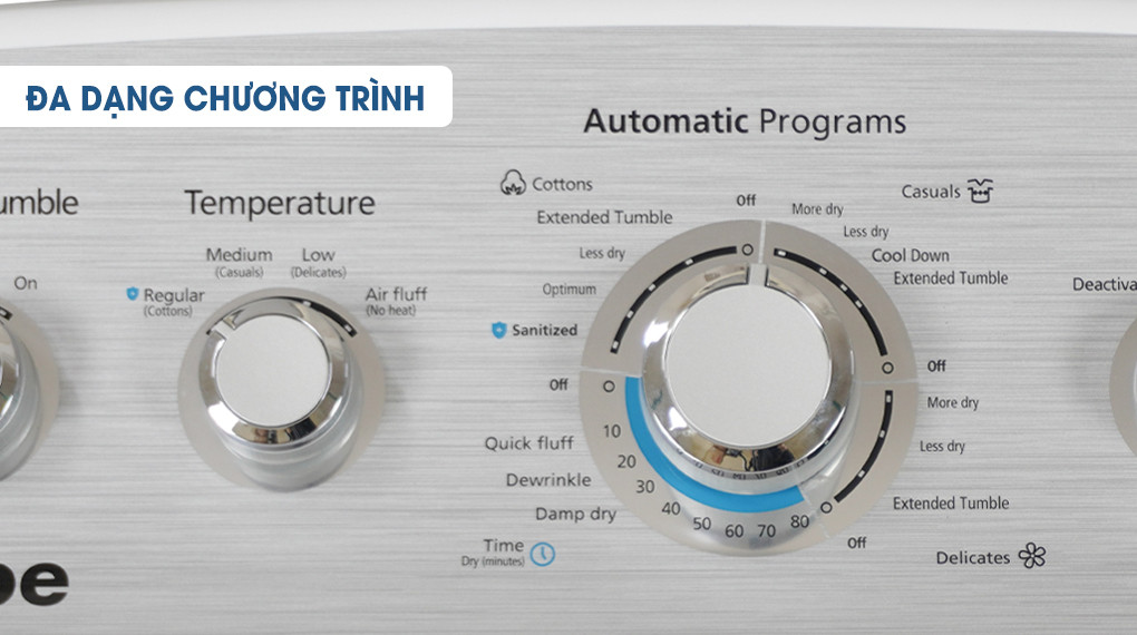 Bảng điều khiển trực quan với đa dạng chương trình sấy trên máy sấy Mabe SME47N5XNBCT2 20kg