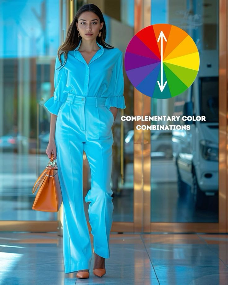 Bảng phối màu quần áo nữ theo nguyên tắc phối màu bổ túc trực tiếp tạo sự nổi bật