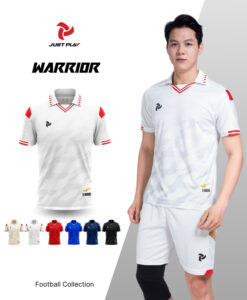 Bộ quần áo bóng đá nam Just Play Warrior màu trắng thanh lịch, phù hợp cho mọi cầu thủ