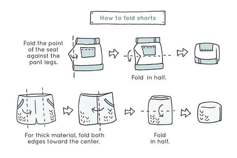 Các bước gấp quần tây và quần jeans đứng vững, tạo không gian ngăn nắp trong tủ