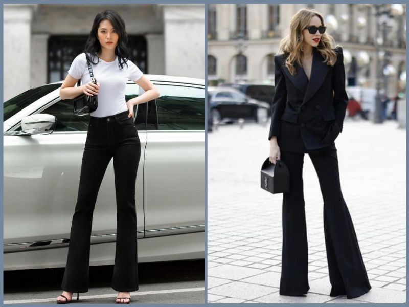 Các dáng người quả táo, quả lê và tam giác ngược rất phù hợp với quần ống loe