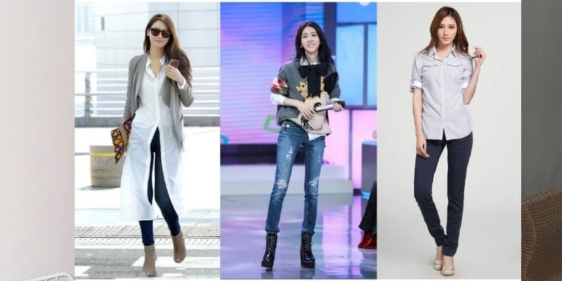 Cách phối quần xanh dương với áo màu ghi/xám trang nhã