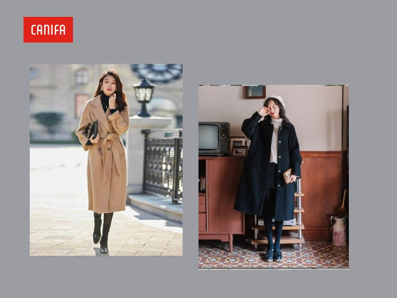 Cô gái thanh lịch trong áo măng tô màu be nhạt phối áo cổ lọ trắng và quần skinny đen, mang đến vẻ đẹp nhẹ nhàng, tinh tế và ấm áp cho những ngày se lạnh.