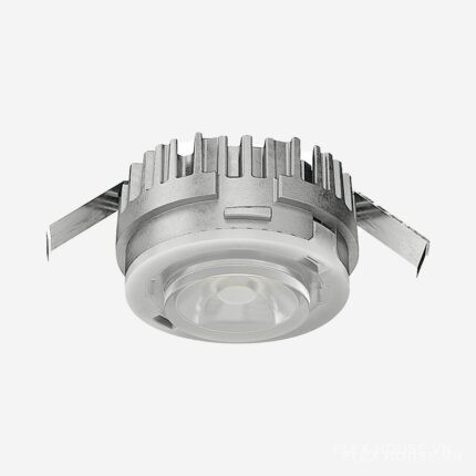 Đèn LED tròn âm tủ 24V Hafele, ánh sáng ấm, lý tưởng cho việc tạo điểm nhấn hoặc chiếu sáng các ngăn kéo tủ quần áo.