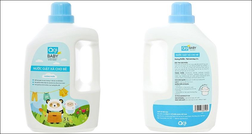 Hình ảnh can dầu xả quần áo Agi hương phấn 3 lít, sản phẩm an toàn và thơm dịu nhẹ dành cho bé.