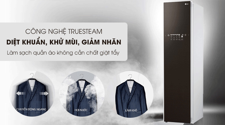 Hoạt động của công nghệ hơi nước TrueSteam trên tủ chăm sóc quần áo LG Styler
