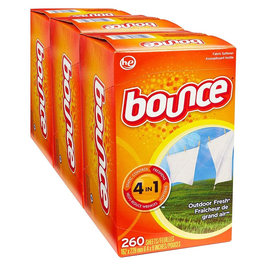 Hộp giấy thơm sấy quần áo Bounce của Mỹ với bao bì màu xanh đặc trưng
