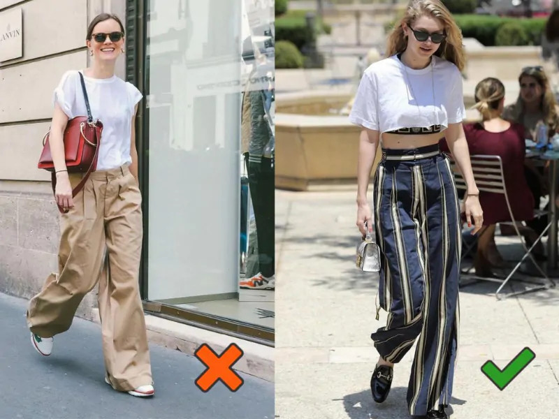 Lưu ý chọn chiều dài quần tây ống rộng phù hợp với chiều cao