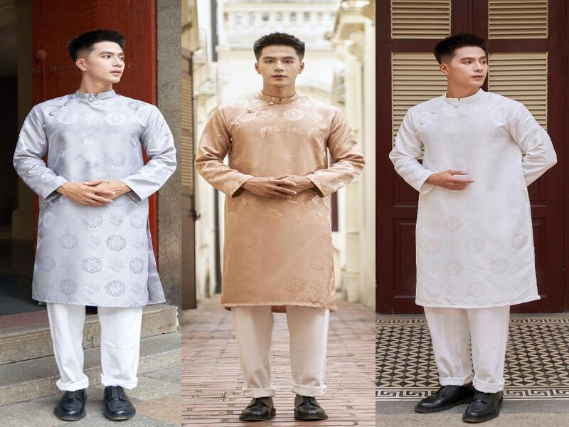 Mẫu áo dài nam cách tân kết hợp cùng quần Culottes ống rộng, tạo nên sự mềm mại và trải nghiệm thị giác mới lạ.