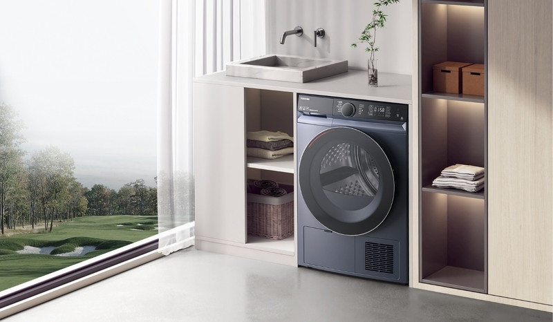 Mẫu máy sấy bơm nhiệt hiện đại, tiết kiệm điện năng và bảo vệ sợi vải tối ưu