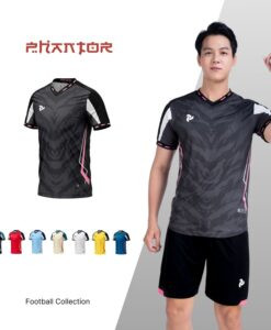 Mẫu quần áo bóng đá nam Phantor Just Play màu xám đen với họa tiết độc đáo, phong cách