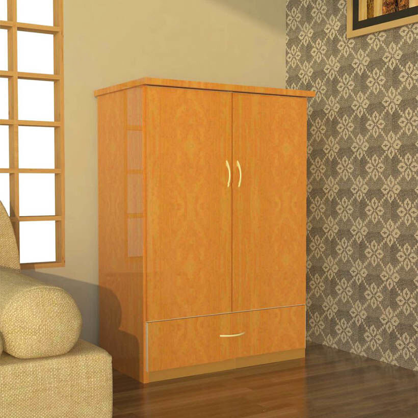 Mẫu tủ đựng quần áo nhỏ gọn giá rẻ bằng gỗ công nghiệp, thiết kế đơn giản nhưng tinh tế, màu sắc trung tính dễ dàng phối hợp với nội thất khác.