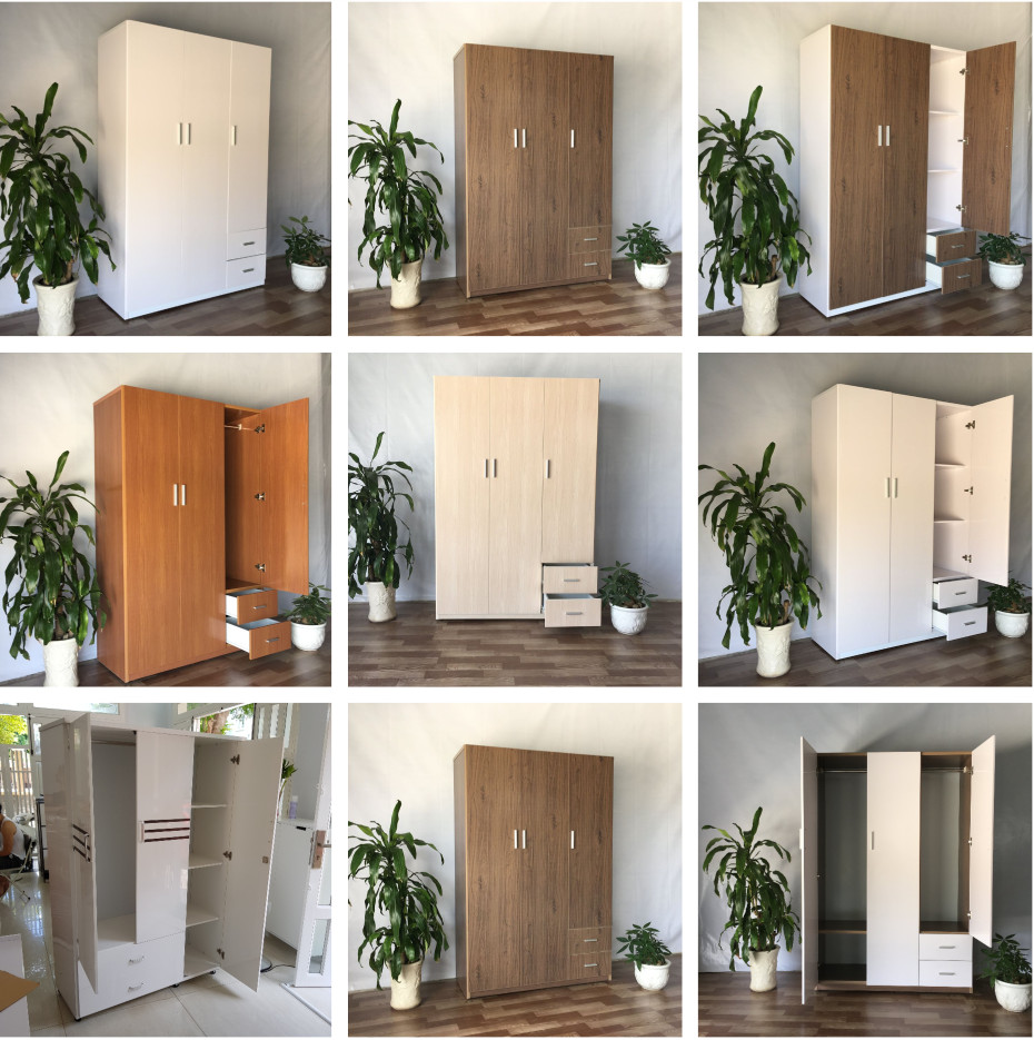 Mẫu tủ nhựa đựng quần áo 3 buồng đa năng, màu vân gỗ sang trọng, tích hợp nhiều ngăn kéo và không gian treo đồ rộng rãi.