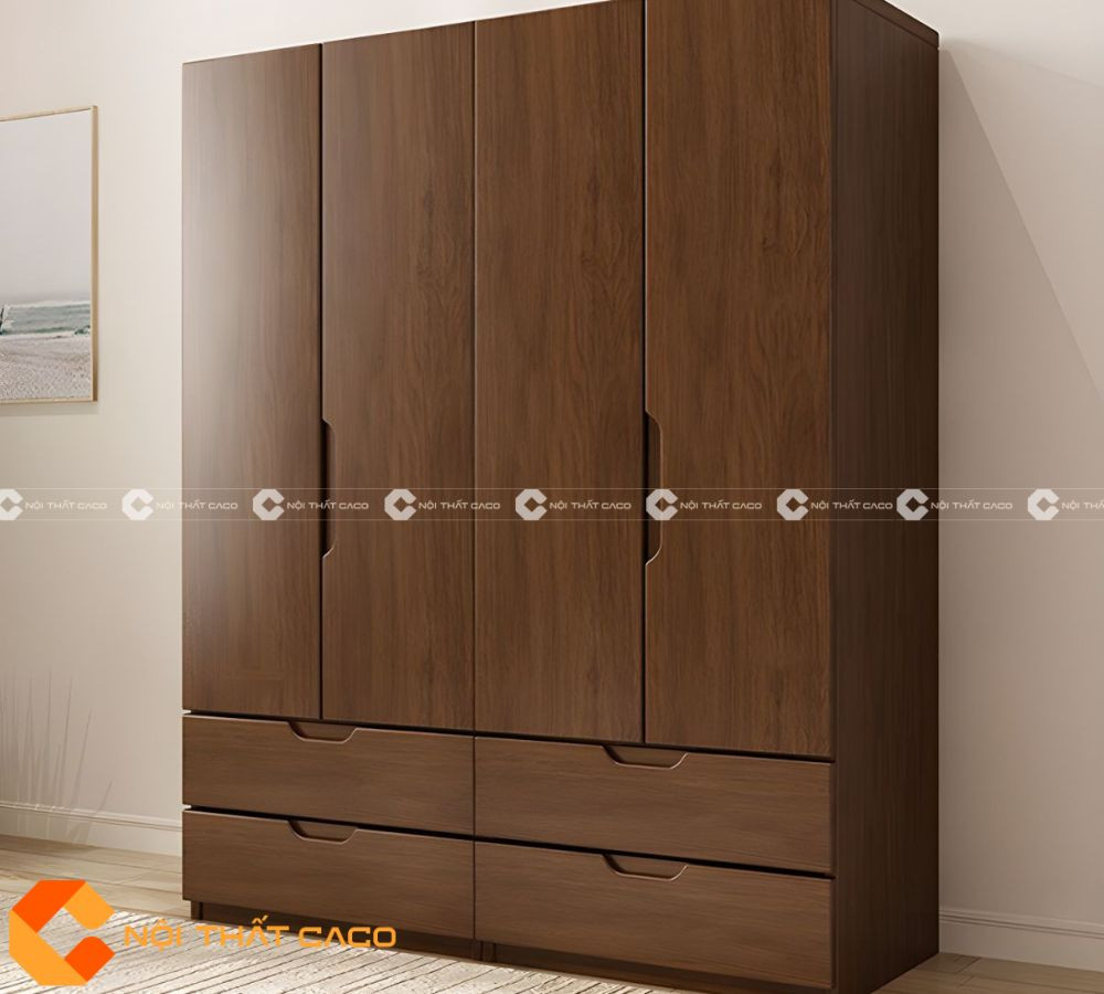 Mẫu tủ quần áo cánh mở truyền thống bằng gỗ công nghiệp, thiết kế đơn giản nhưng tinh tế, phù hợp phòng ngủ rộng