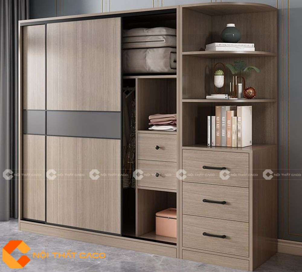 Mẫu tủ quần áo cửa lùa hiện đại, giúp tiết kiệm tối đa không gian phòng ngủ nhỏ, mang lại vẻ đẹp tinh tế