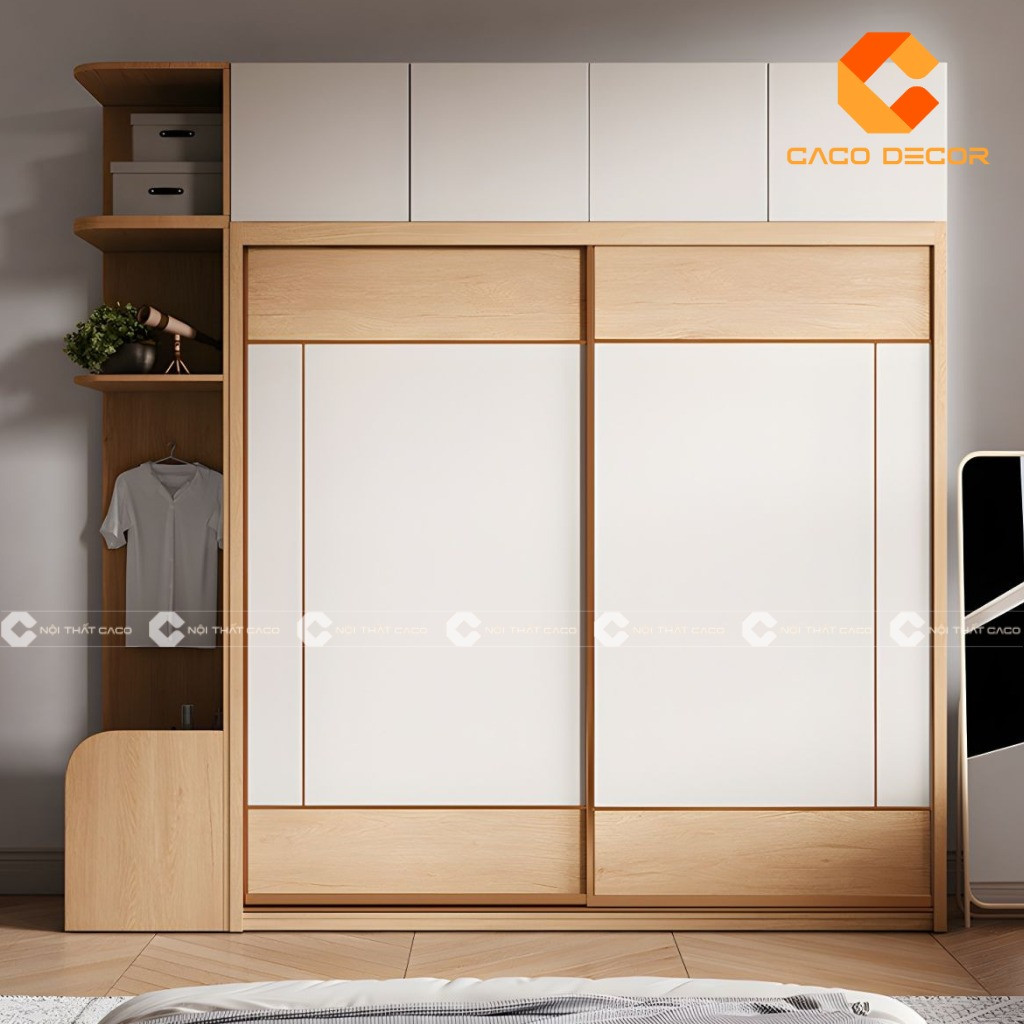 Mẫu tủ quần áo cửa lùa tại xưởng nội thất CaCo mã 01