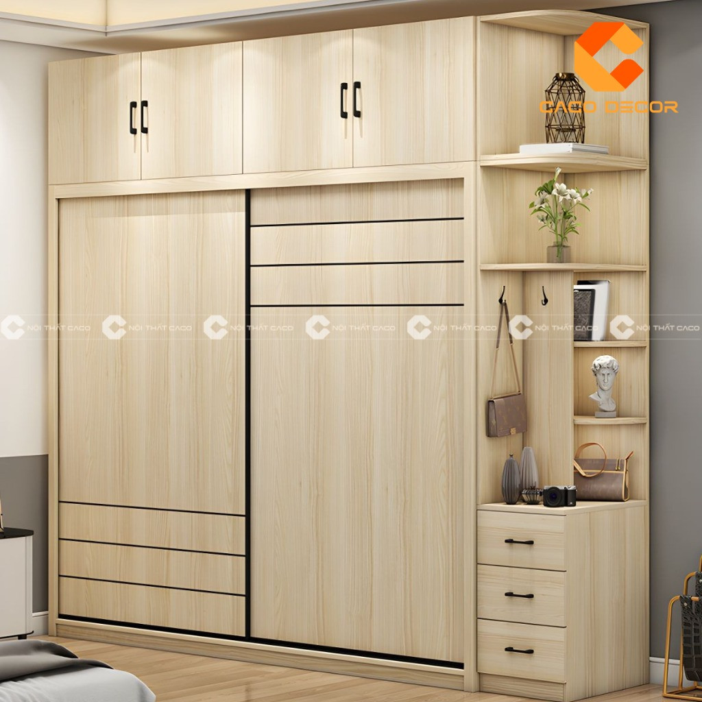 Mẫu tủ quần áo cửa lùa tại xưởng nội thất CaCo mã 04