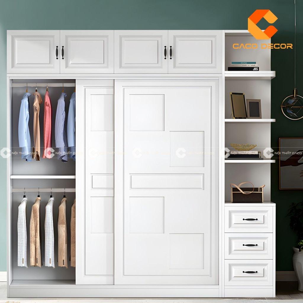 Mẫu tủ quần áo cửa lùa tại xưởng nội thất CaCo mã 08
