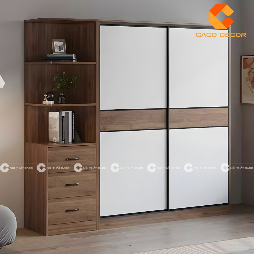 Mẫu tủ quần áo cửa lùa tại xưởng nội thất CaCo mã 09