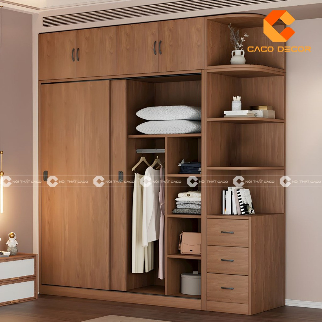 Mẫu tủ quần áo cửa lùa tại xưởng nội thất CaCo mã 10