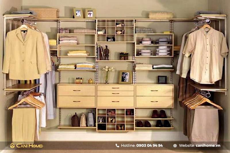 Mẫu tủ quần áo treo tường mini màu trắng, thiết kế thông minh với nhiều ngăn kệ