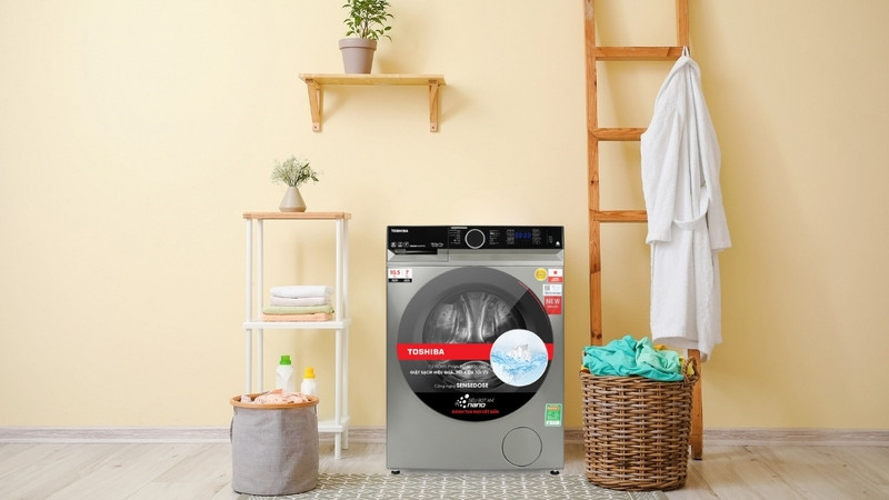 Máy giặt sấy Toshiba Inverter 10.5 kg - 7 kg, giải pháp giặt và sấy quần áo tiện lợi