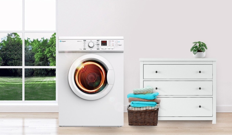 Máy sấy thông hơi Casper 7.2 kg TD-72VWD màu trắng, thiết kế cửa ngang hiện đại